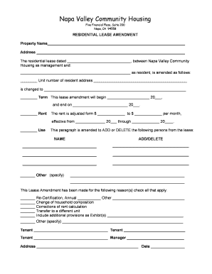 Residential Lease Amendment