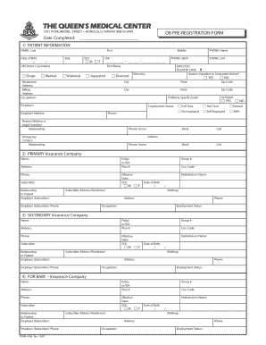 OB Pre-Registration Form