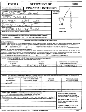 Florida Financial Disclosure Form 1