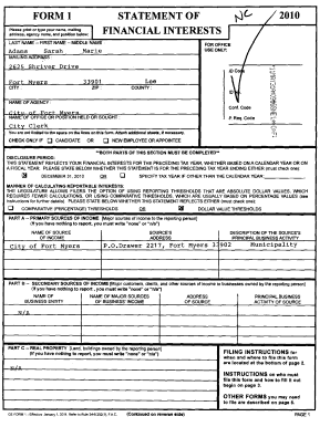 Florida Financial Interest Disclosure Form