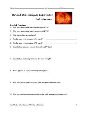 UV Radiation Designed Experiment Lab Handout