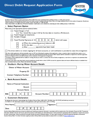 Goulburn-Murray Water Direct Debit Request Form