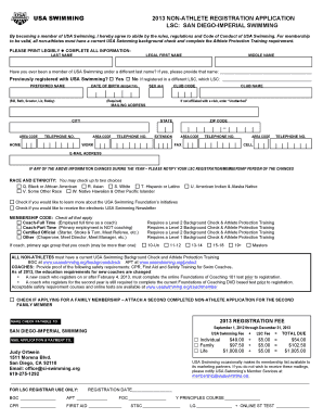 USA Swimming Non-Athlete Registration Application
