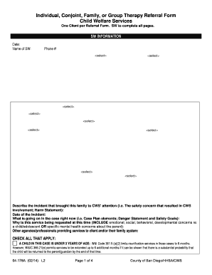 Individual, Conjoint, Family, or Group Therapy Referral Form
