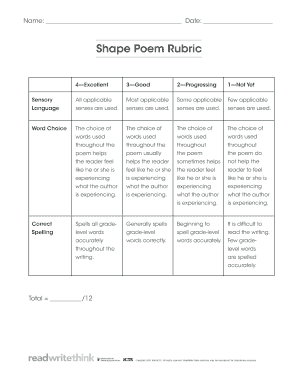 Shape Poem Rubric