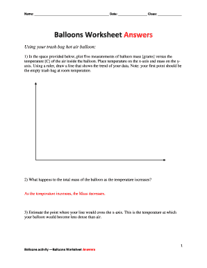 Balloons Worksheet Answers
