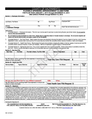 Sacramento County Flexible Spending Arrangement Claim Form