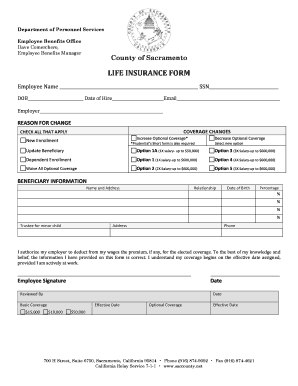 California Life Insurance Form