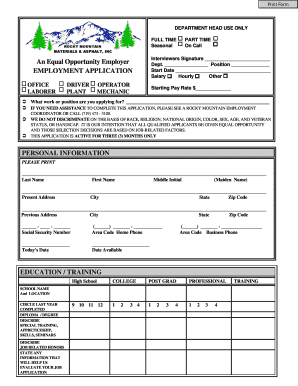 Employment Application Form
