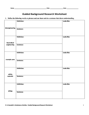 Ambulance Activity Guided Background Research Worksheet