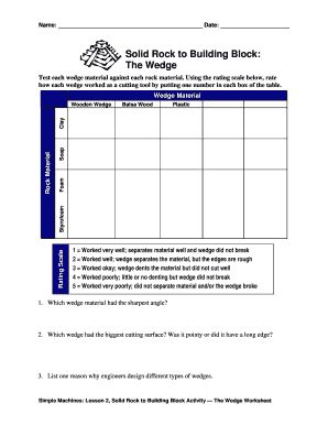 Simple Machines Wedge Worksheet