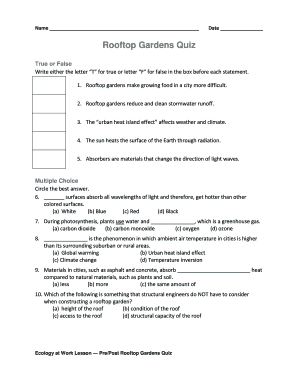 Rooftop Gardens Quiz