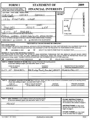 Florida Financial Disclosure Form 1