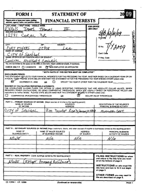 Florida Financial Interest Statement Form 1