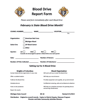 Blood Drive Report Form