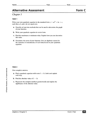 Algebra 2 Chapter 5 Test Form C