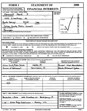 Florida Financial Interest Statement Form 1