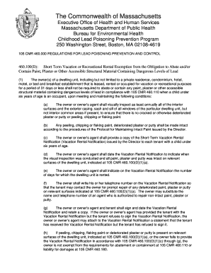 Massachusetts Short-Term Vacation Rental Lead Paint Exemption Form