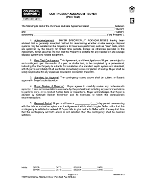 Sample easement agreement - T1027-Contingency Addendum-Buyer Perc Test Aug 2013.doc