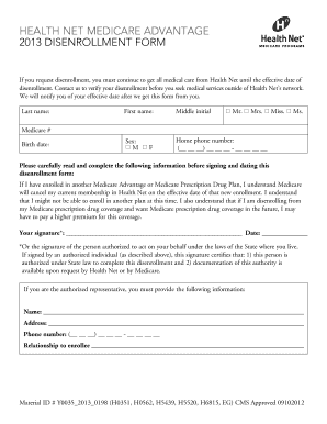 Health Net Medicare Advantage Disenrollment Form