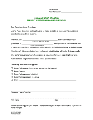 Livonia Public Schools Student Media Authorization