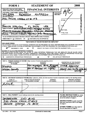 Florida Financial Interests Statement Form 1