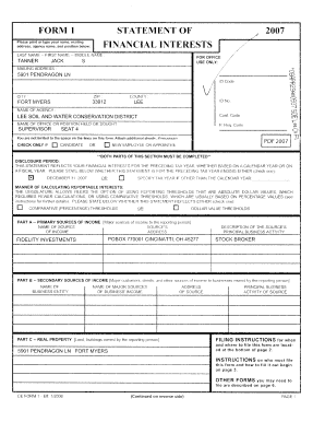 Florida Form 1 Financial Disclosure Statement