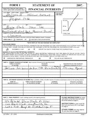 Florida Financial Interest Disclosure Form 1