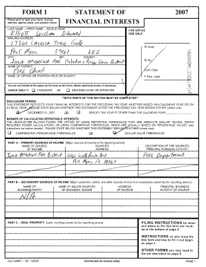 Florida Financial Interest Statement Form 1