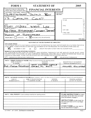 Florida Financial Interests Disclosure Form