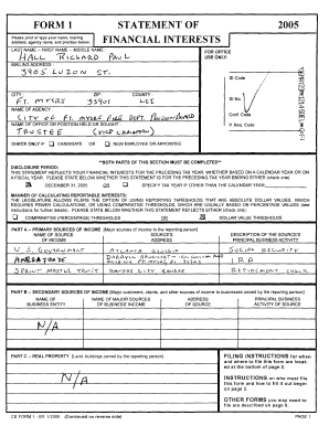 Florida Financial Interest Statement Form 1