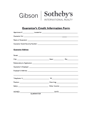 Guarantor Credit Information Form