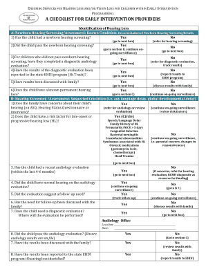 Early Intervention Hearing and Vision Loss Checklist