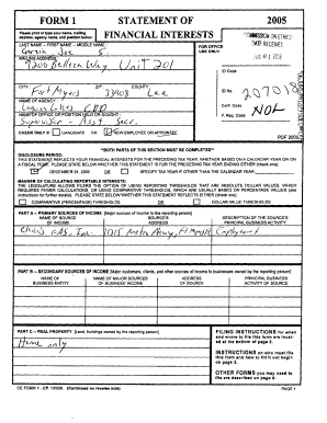 Florida Financial Interest Statement Form 1