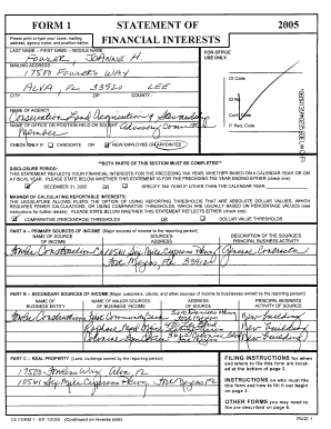 Florida Financial Interest Statement Form 1