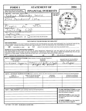 Florida Form 1 Statement of Financial Interests 2004
