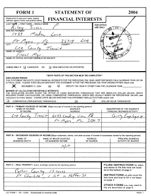 Florida Financial Interest Statement Form 1