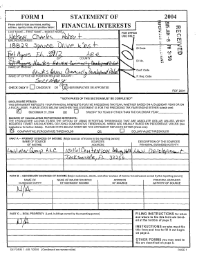 Florida Financial Disclosure Form 1