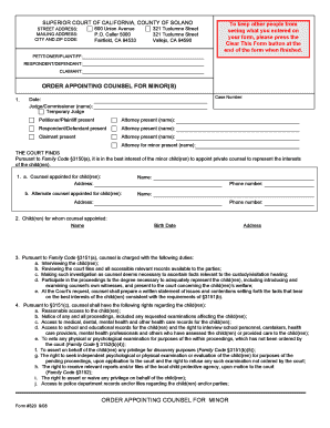 Order Appointing Counsel for Minor