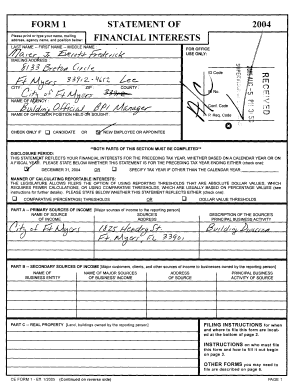 Florida Financial Interests Form 1