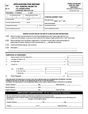 Ohio Municipal Income Tax Refund Form