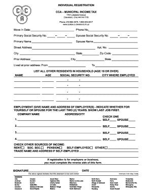 Cleveland Municipal Income Tax Registration Form