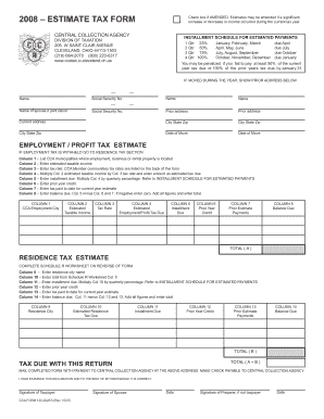 Cleveland Ohio Central Collection Agency Estimated Tax Form