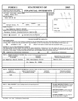 Florida Financial Interests Form 1