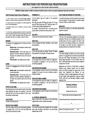USSA Percentage Registration Form