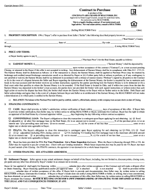 Cincinnati Area Board of Realtors Contract to Purchase