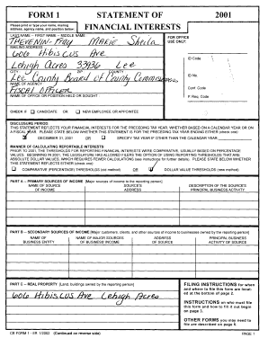 Florida Financial Interest Statement Form 1