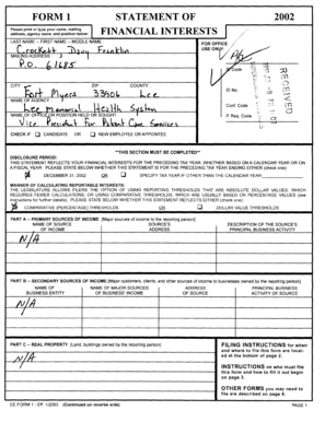 Florida Financial Interest Disclosure Form