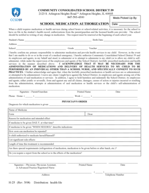 School Medication Authorization Form