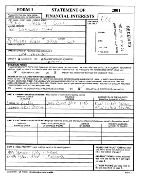 Florida Form 1 Statement of Financial Interests